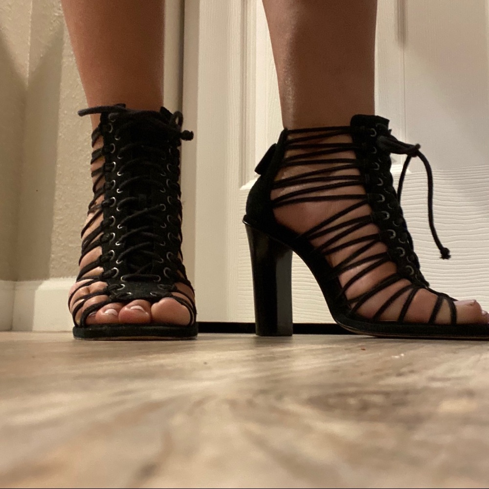 Schutz black block heel sandal